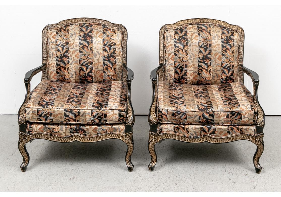 Pair of Custom Lacquered and Gilt Fauteuils For Sale 5