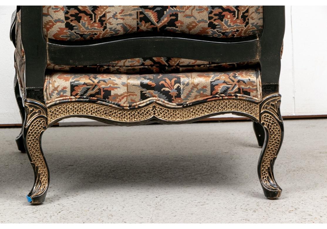 Pair of Custom Lacquered and Gilt Fauteuils In Good Condition For Sale In Bridgeport, CT