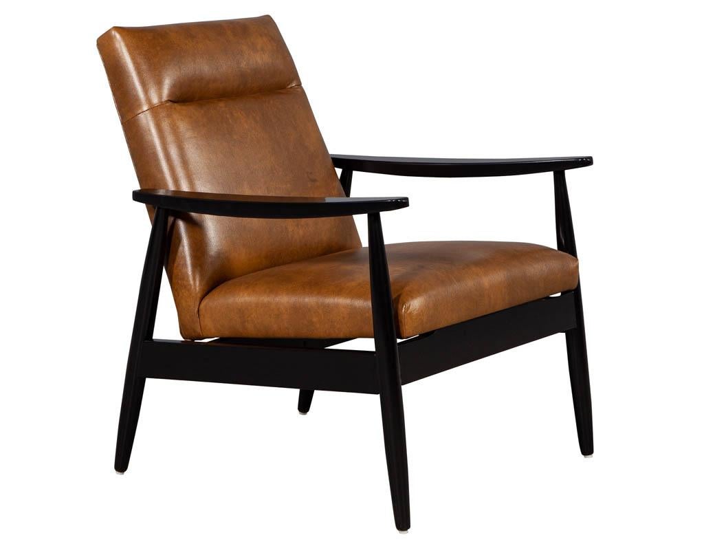 Canadian Pair of Custom Leather Lounge Chairs by Carrocel