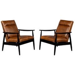 Pair of Custom Leather Lounge Chairs by Carrocel