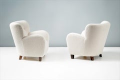 Pair of Custom Made 1940s Style Boucle Lounge Chairs