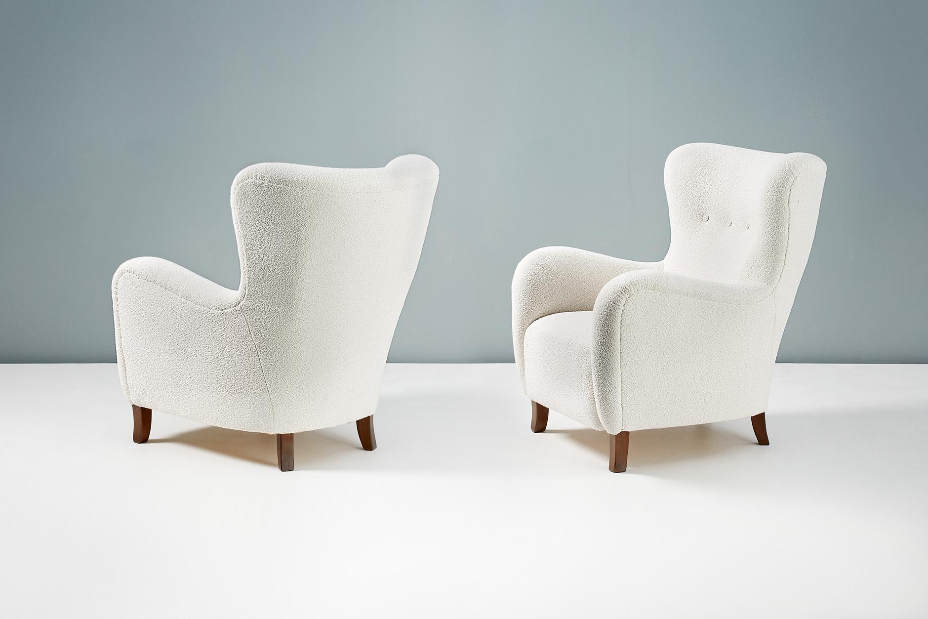 Dagmar design custom-made upholstered range

A pair of custom made wing chairs developed and produced at our workshops in London using the highest quality materials. The frames are hand-built from solid tulipwood with legs in a range of wood types