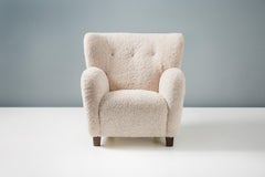 Pair of Custom Made 1940s Style Sheepskin Armchairs