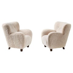 Pair of Custom Made 1940s Style Sheepskin Armchairs
