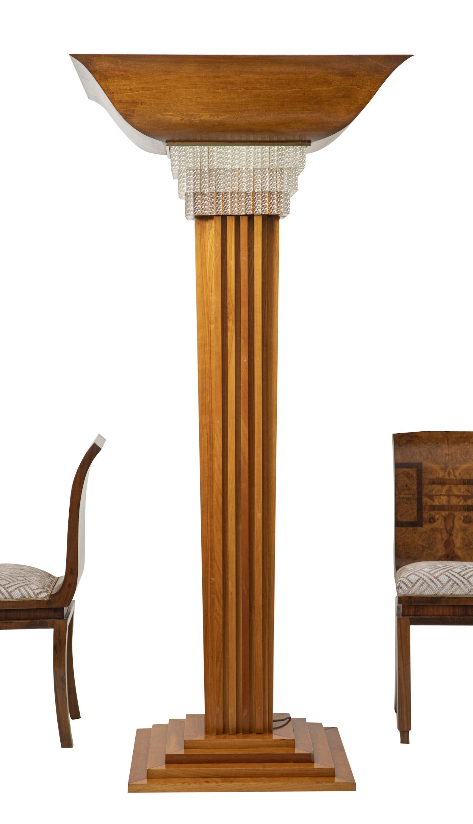 Late 20th Century Pair of  Art Deco Style Floor Lamps Custom-Made in Maple Wood