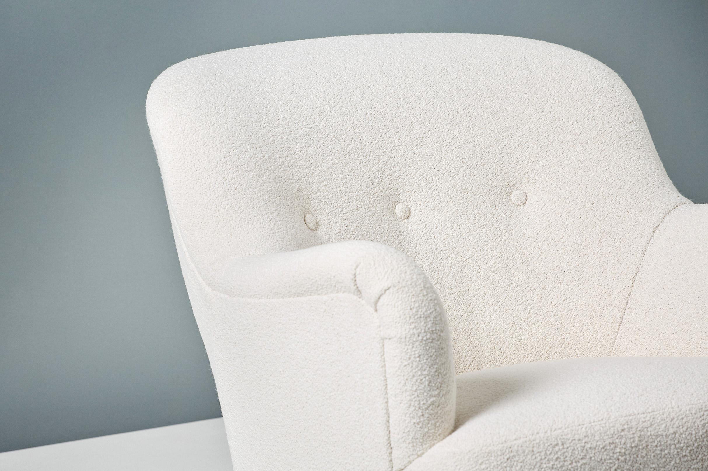 British Pair of Custom Made Boucle Lounge Chairs