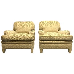 Pair of Custom Made Damask Velvet Lounge Chairs