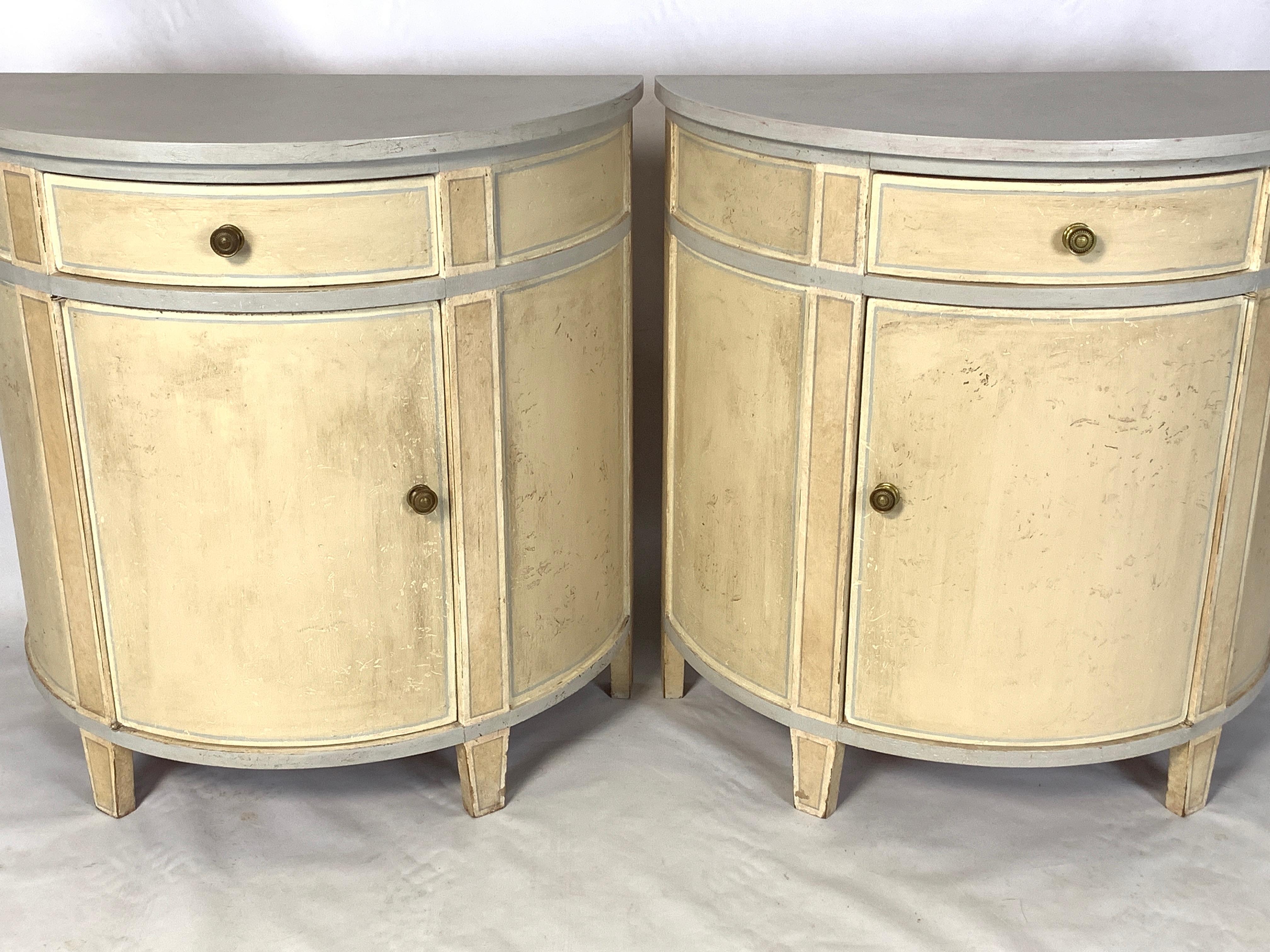 Pair of Custom Made Demilune Bedside Tables 3