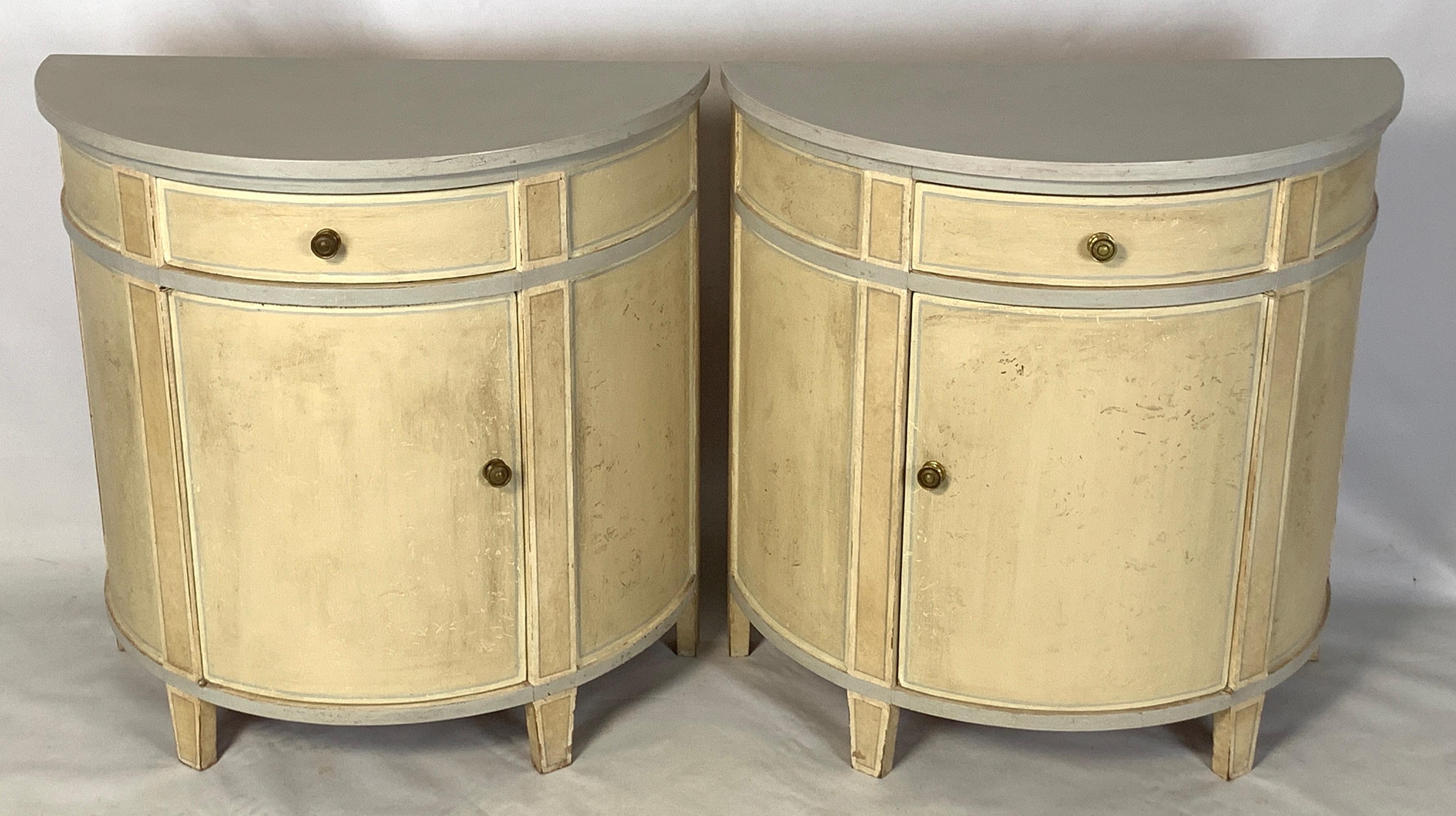 Pair of Custom Made Demilune Bedside Tables 1