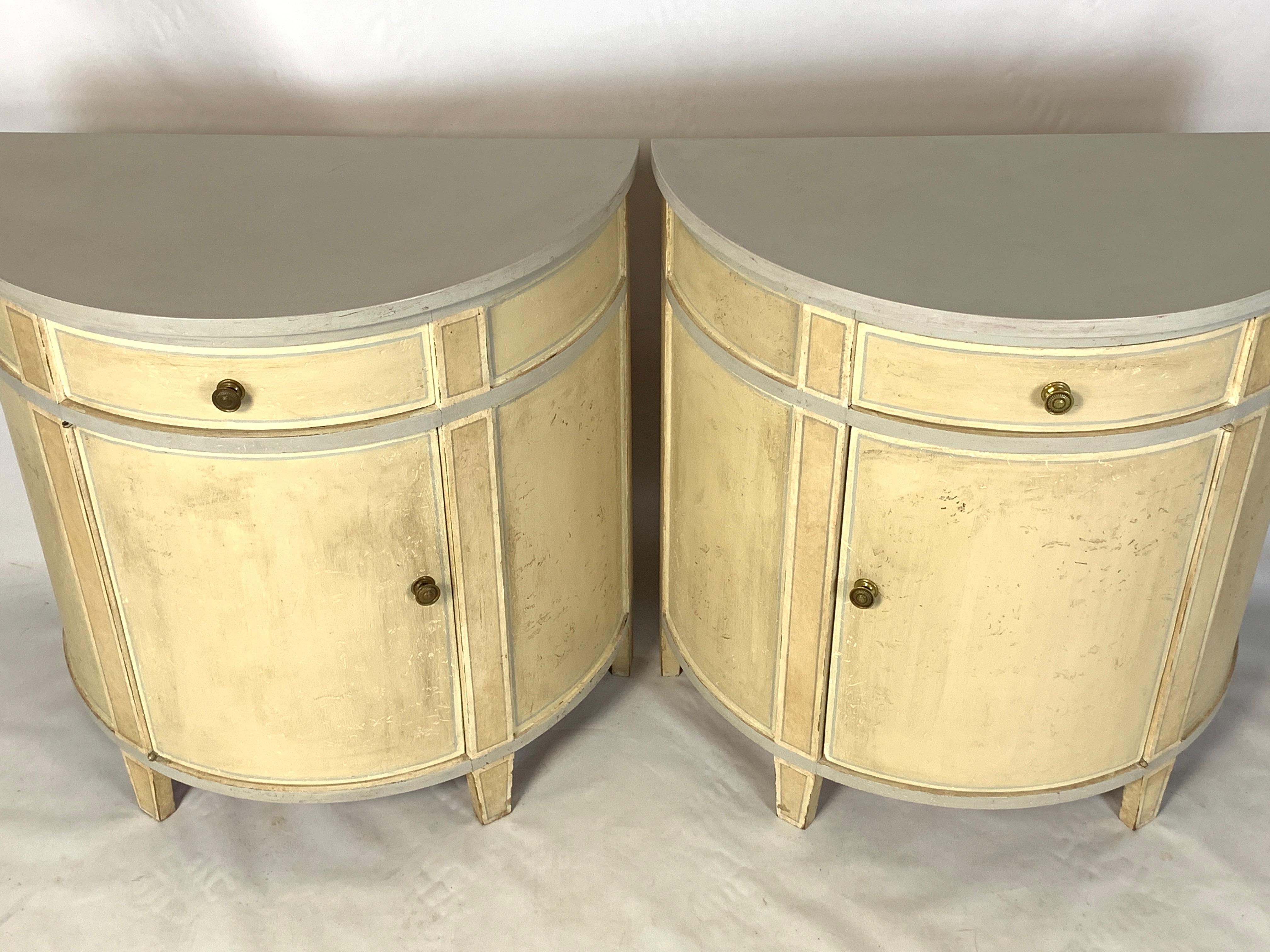 Pair of Custom Made Demilune Bedside Tables 2