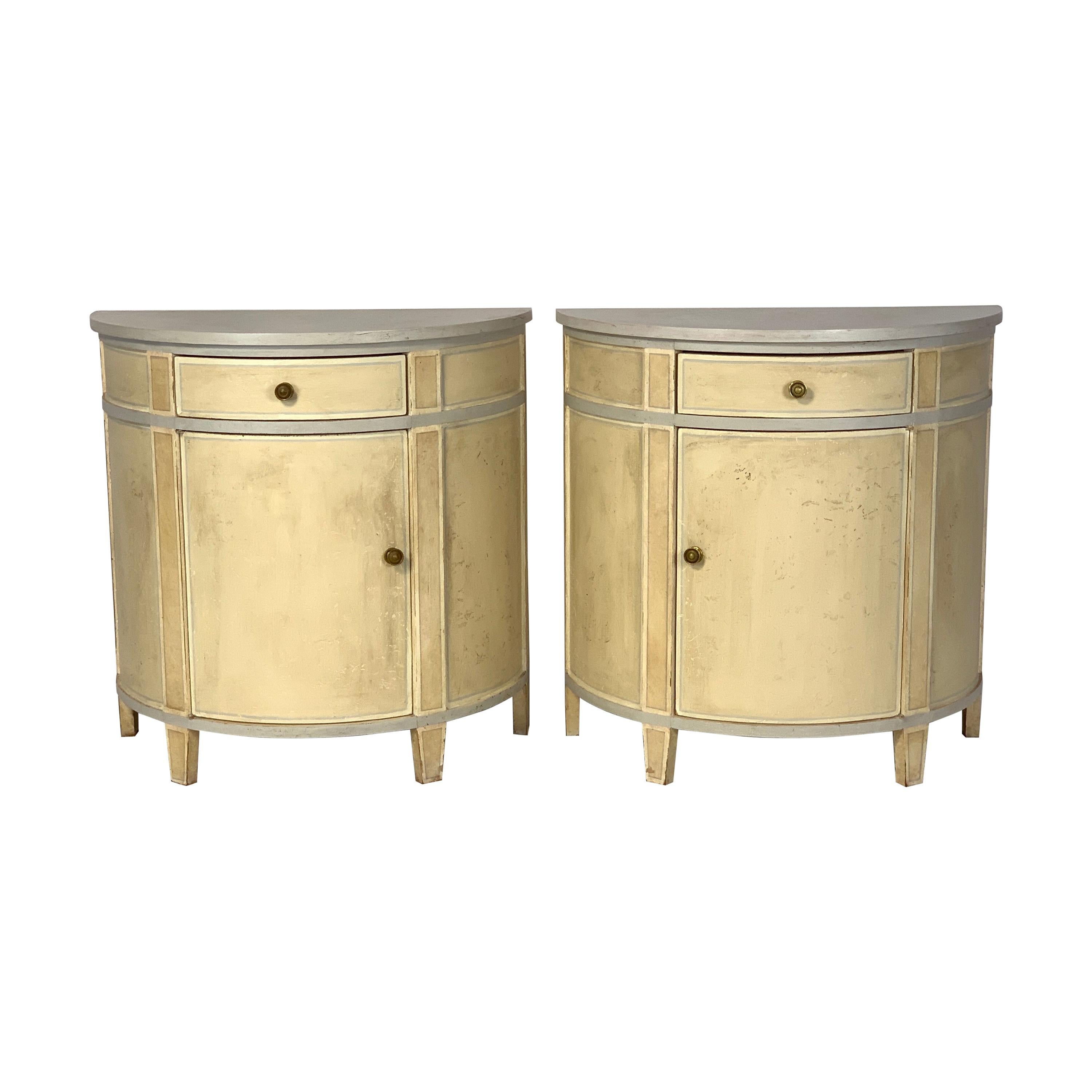 Pair of Custom Made Demilune Bedside Tables