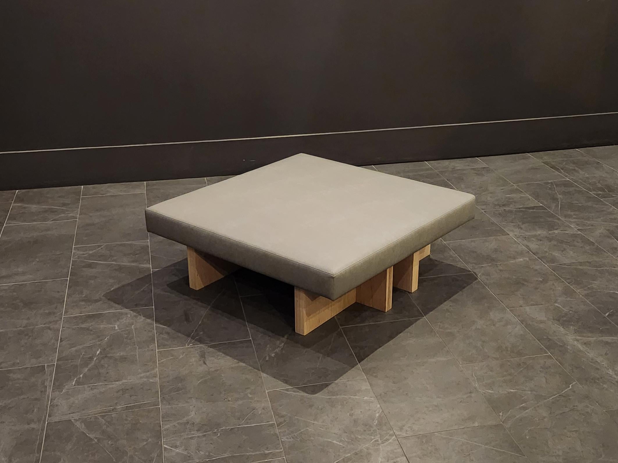 Pair of custom made Gueridon Ottomans, COM Upholstery, Made in USA. For Sale 8