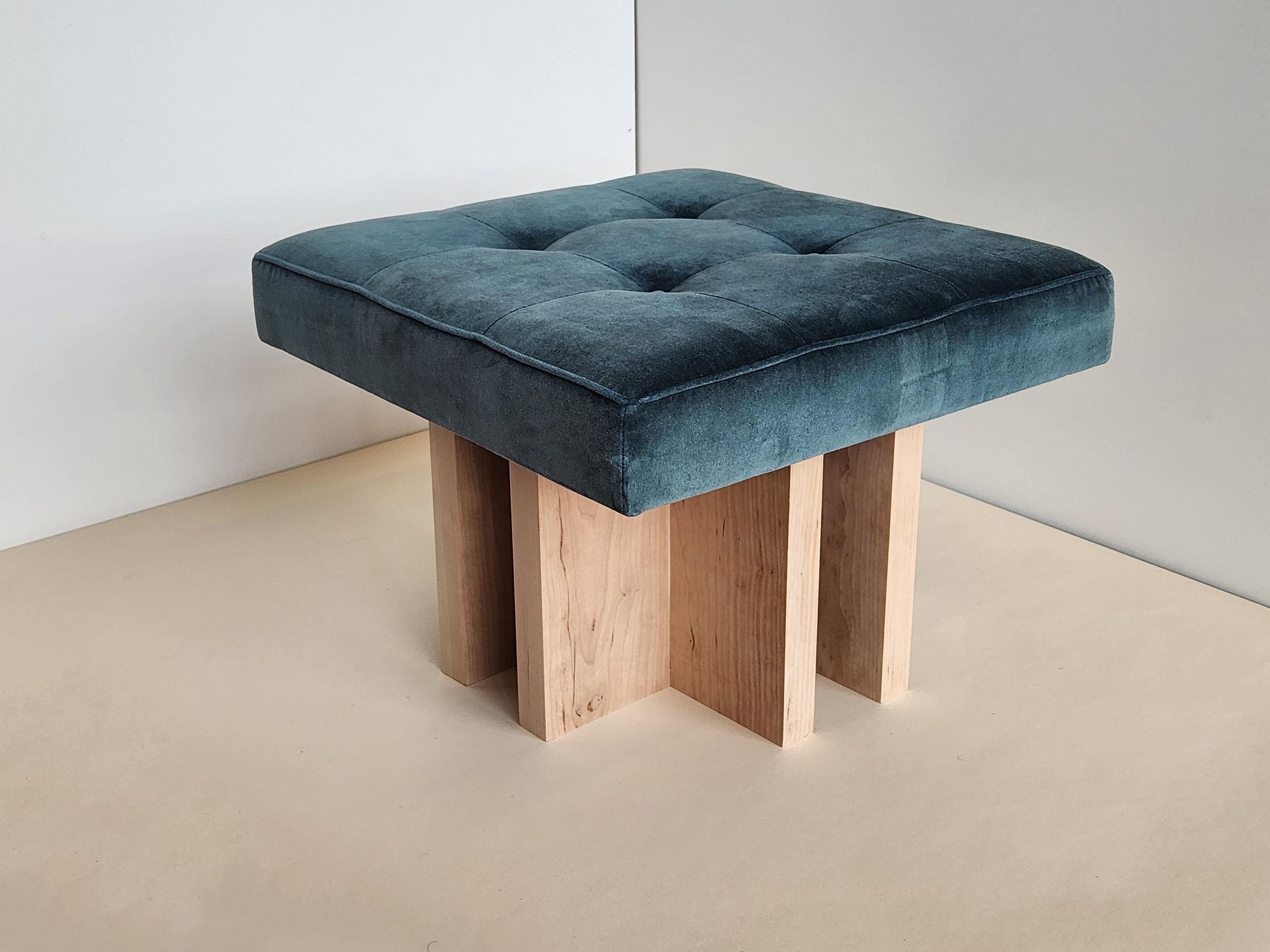 Pair of custom made Gueridon Ottomans, COM Upholstery, Made in USA. For Sale 7