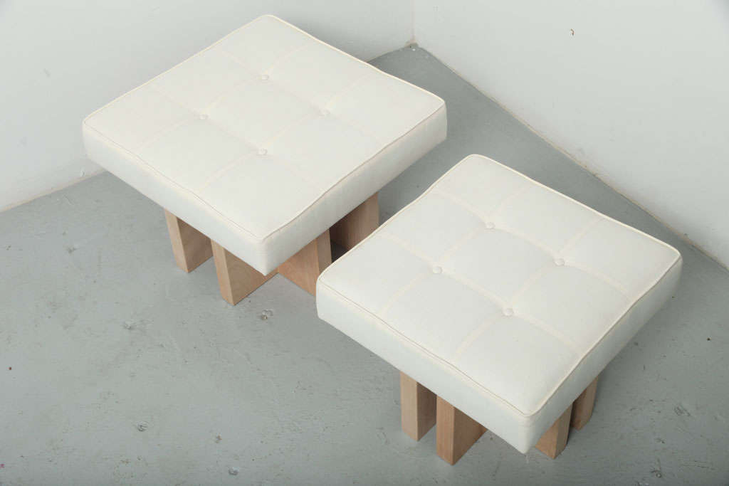 Pair of custom made Gueridon Ottomans, COM Upholstery, Made in USA. For Sale 3