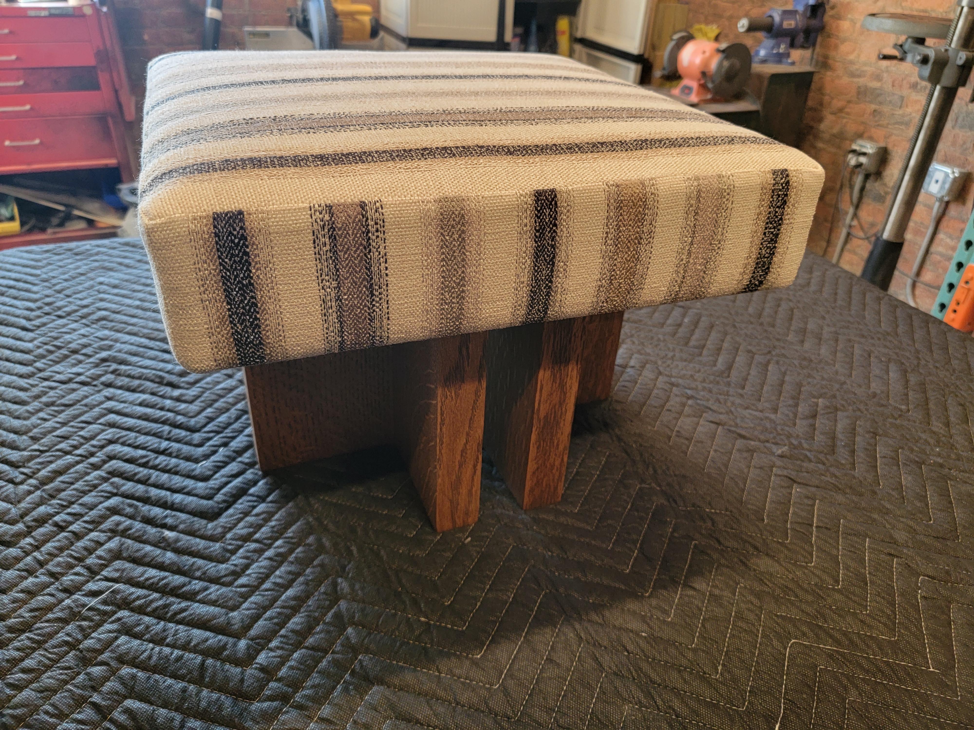 Modern Pair of custom made Gueridon Ottomans, COM Upholstery, Made in USA. For Sale