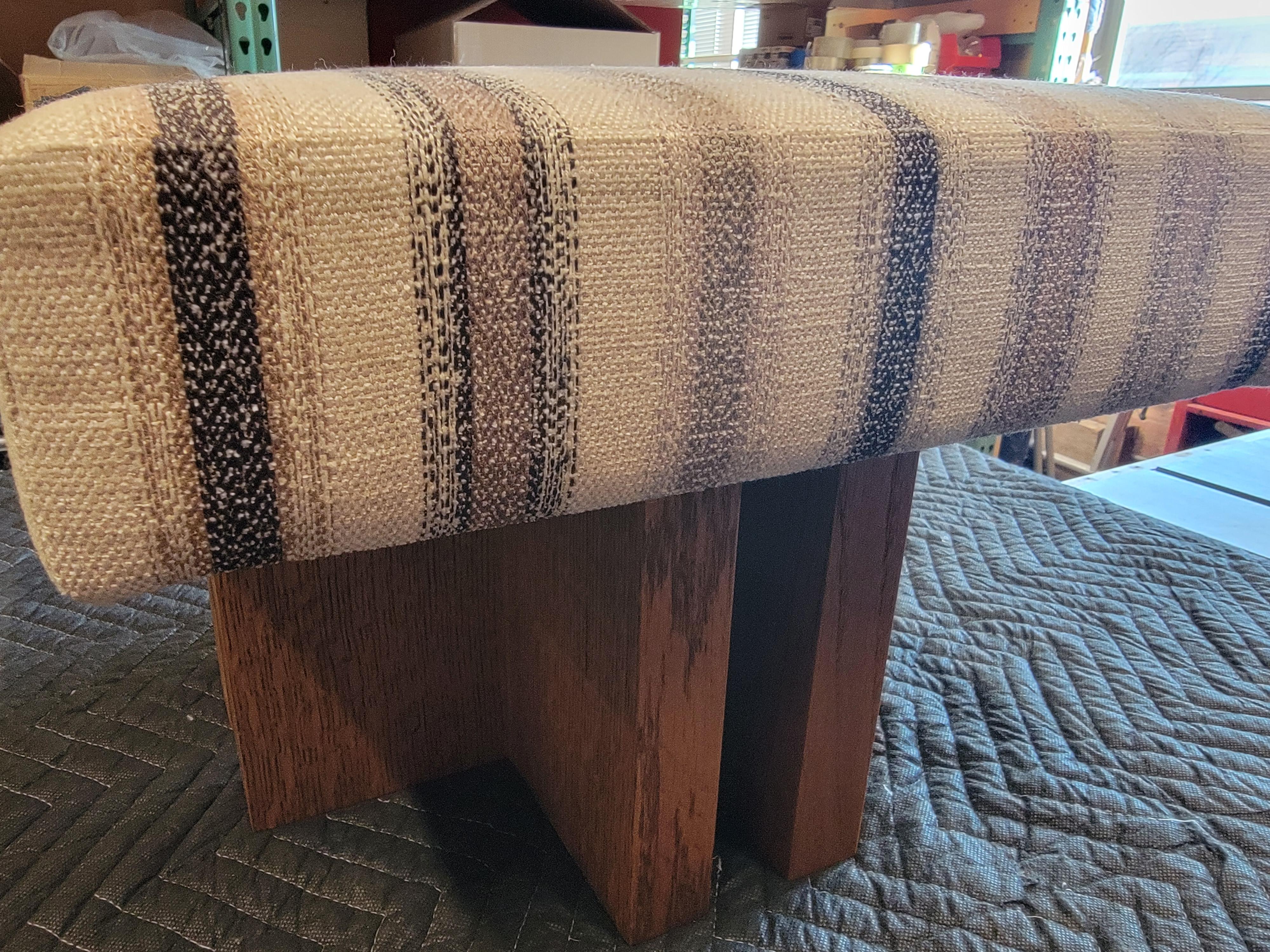 American Pair of custom made Gueridon Ottomans, COM Upholstery, Made in USA. For Sale