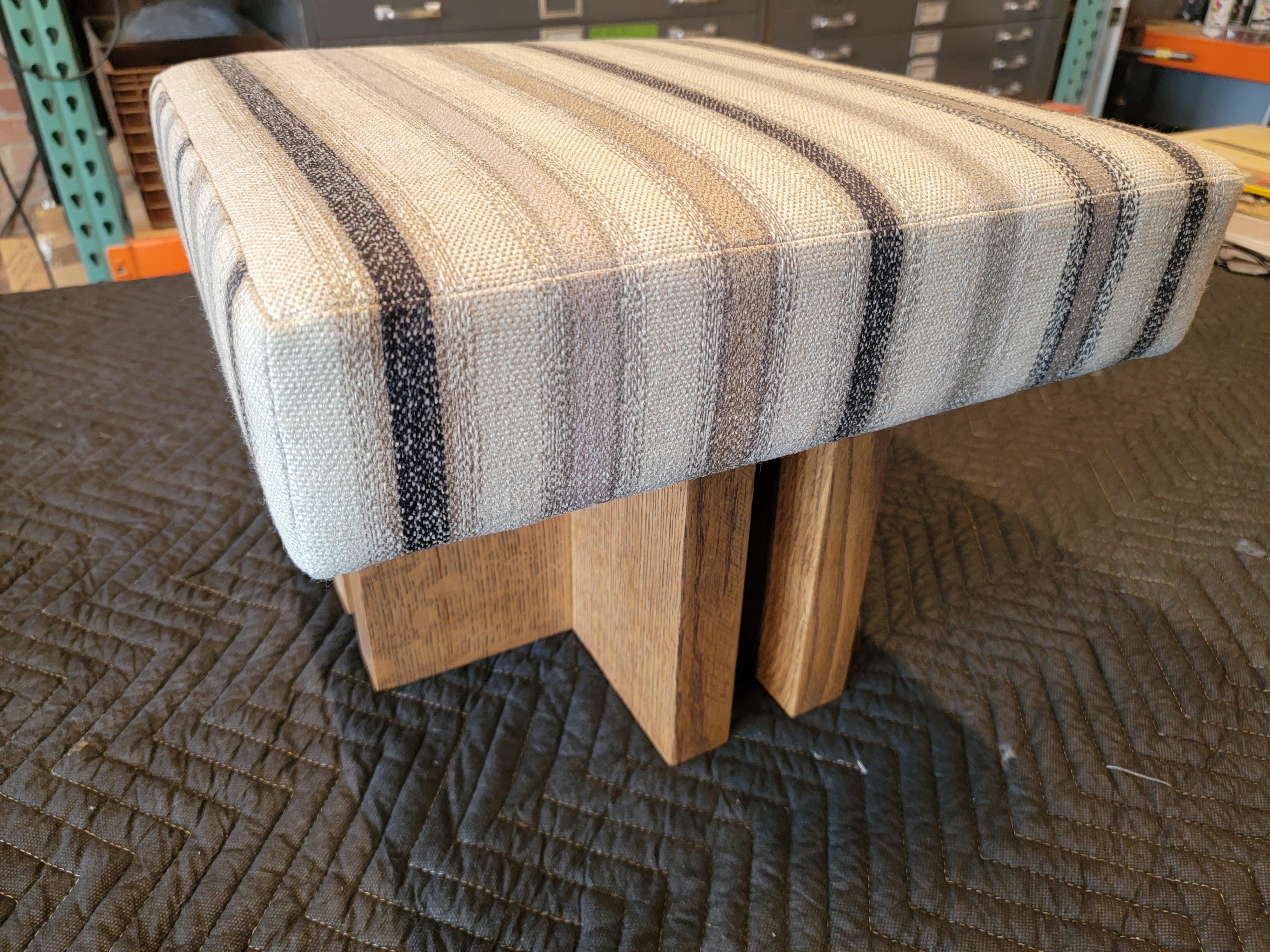 Pair of custom made Gueridon Ottomans, COM Upholstery, Made in USA. In New Condition For Sale In Stratford, CT