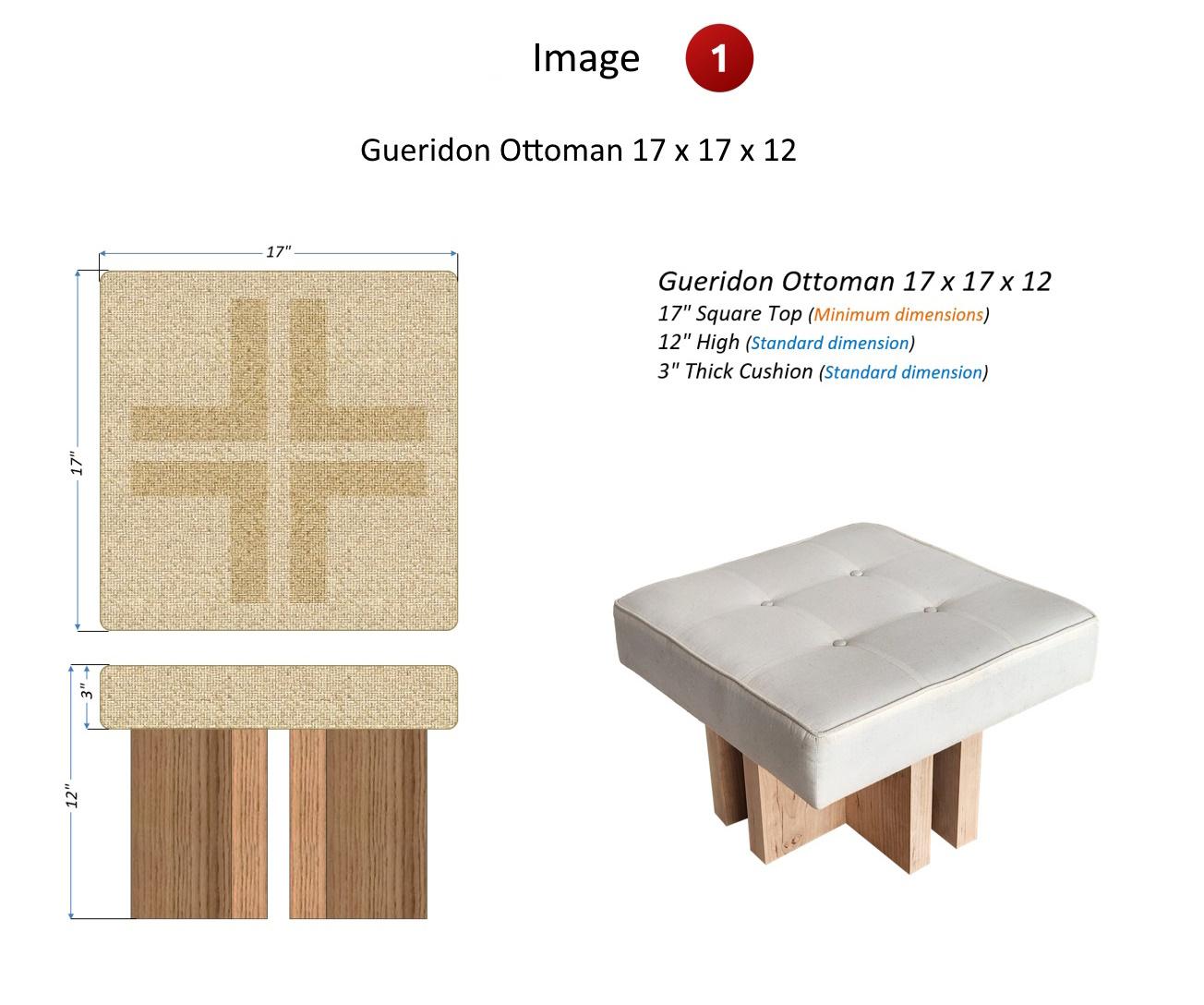 Pair of custom made Gueridon Ottomans, COM Upholstery, Made in USA. For Sale 9