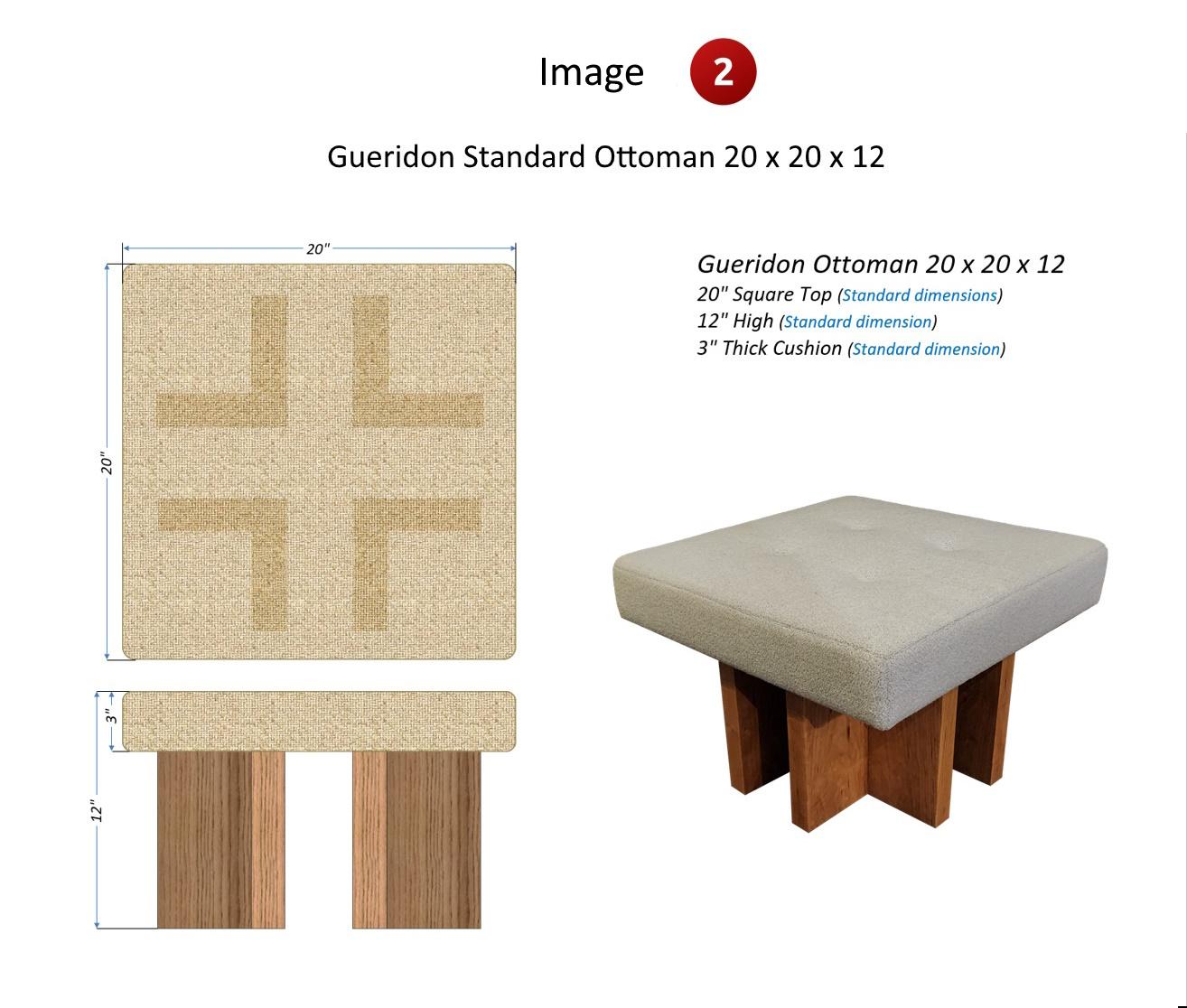 Pair of custom made Gueridon Ottomans, COM Upholstery, Made in USA. For Sale 10