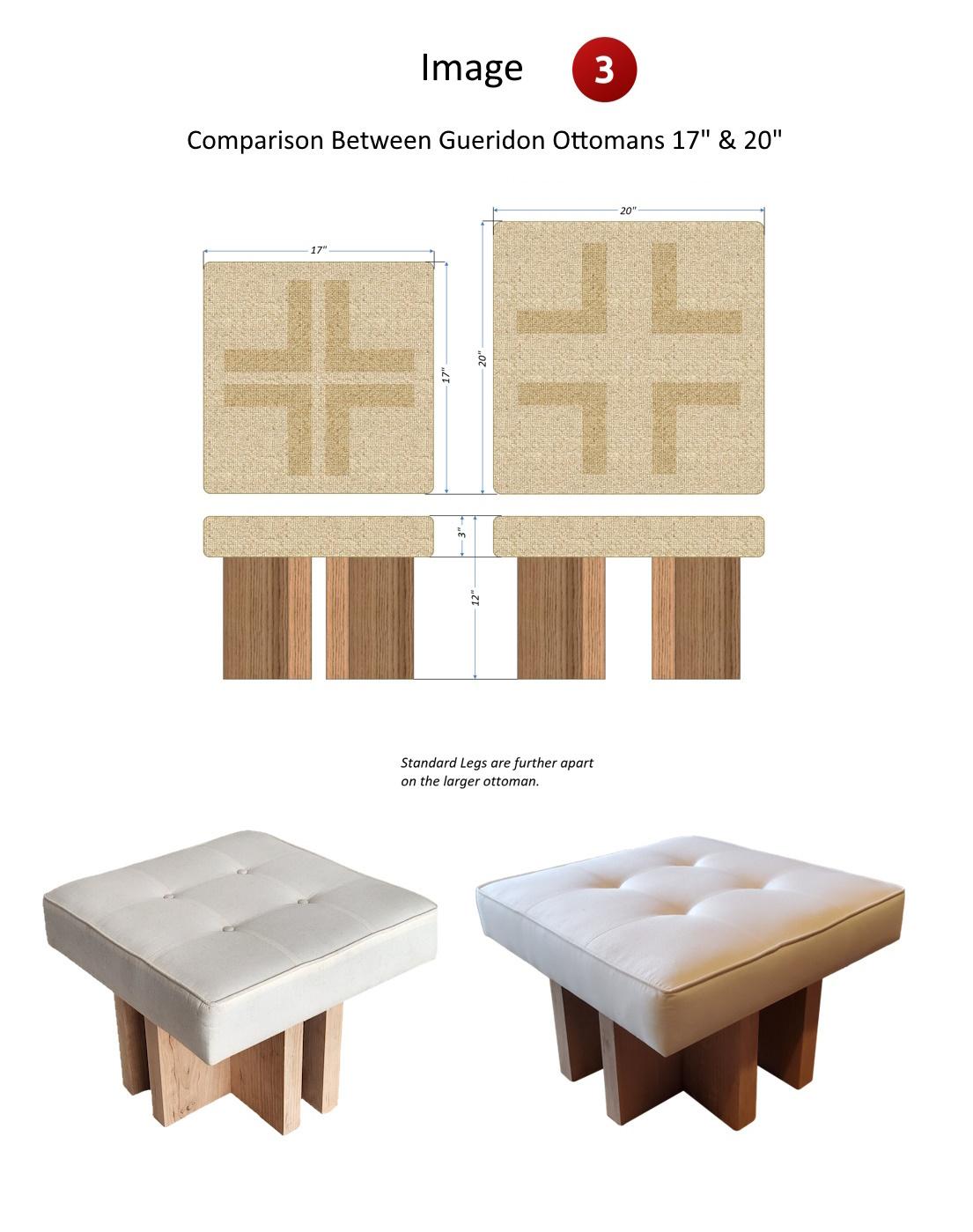 Pair of custom made Gueridon Ottomans, COM Upholstery, Made in USA. For Sale 11