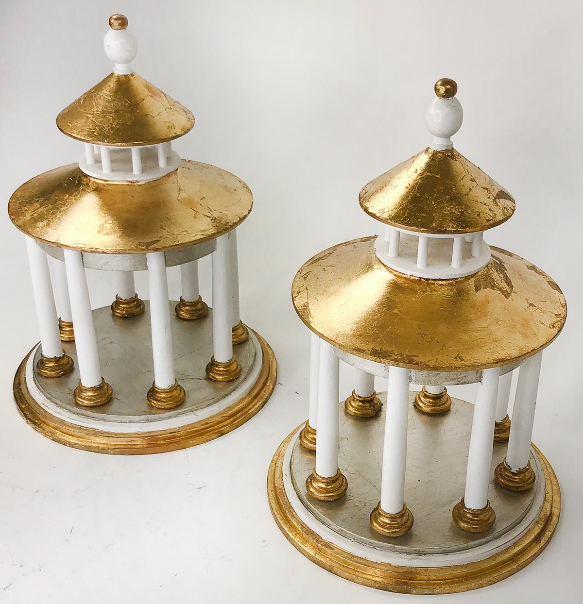 American Pair of custom made Hand-Gilt Classical Pagoda Models For Sale