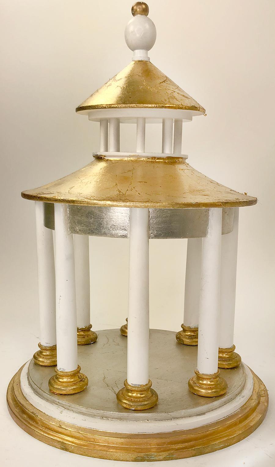 Gold Leaf Pair of custom made Hand-Gilt Classical Pagoda Models For Sale