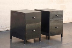 Pair of Custom Made Industrial Style Steel Nightstands
