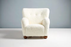 Pair of Custom Made Karu Sheepskin Armchairs