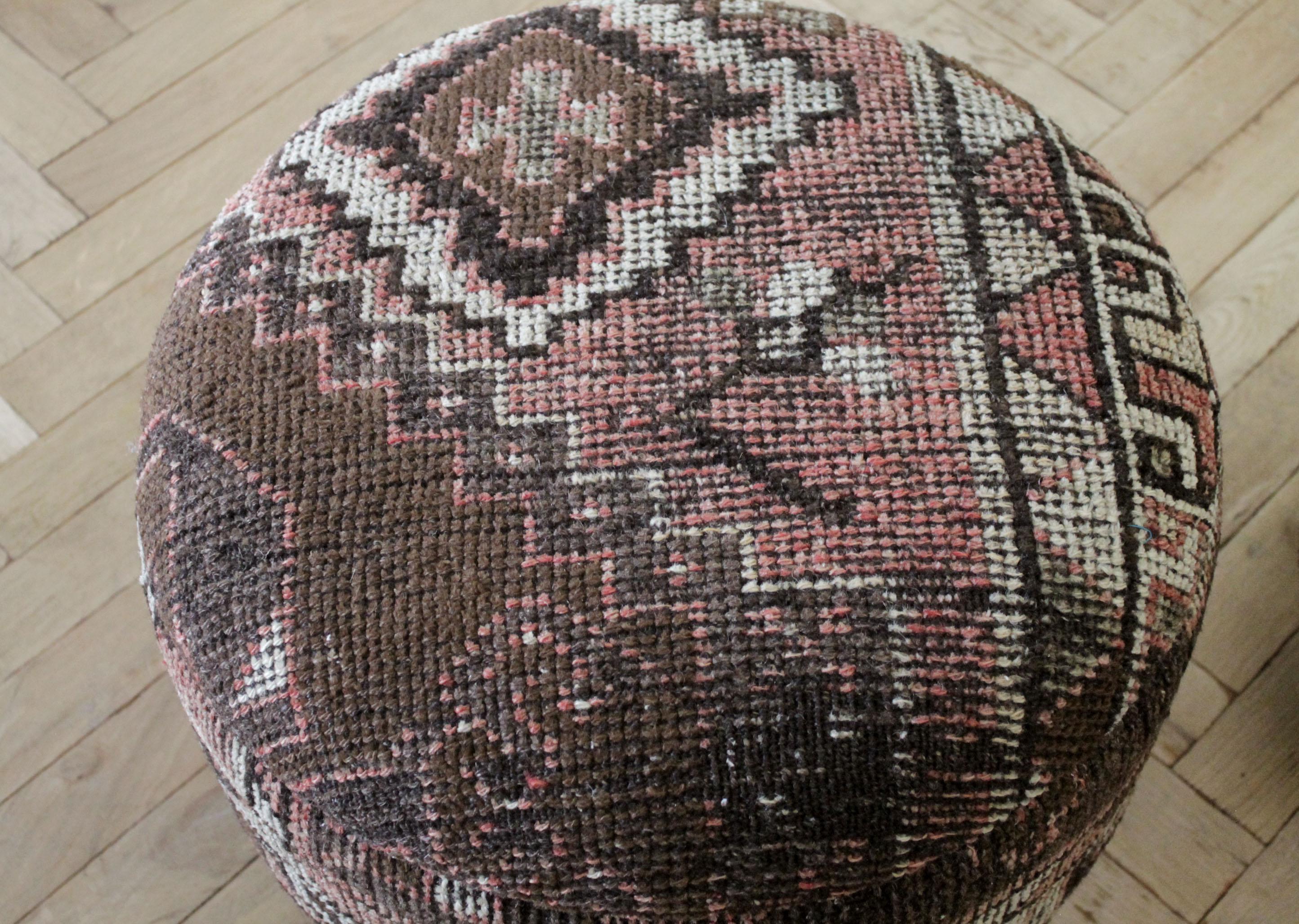 Custom Made Kilim Rug Round Ottoman 3