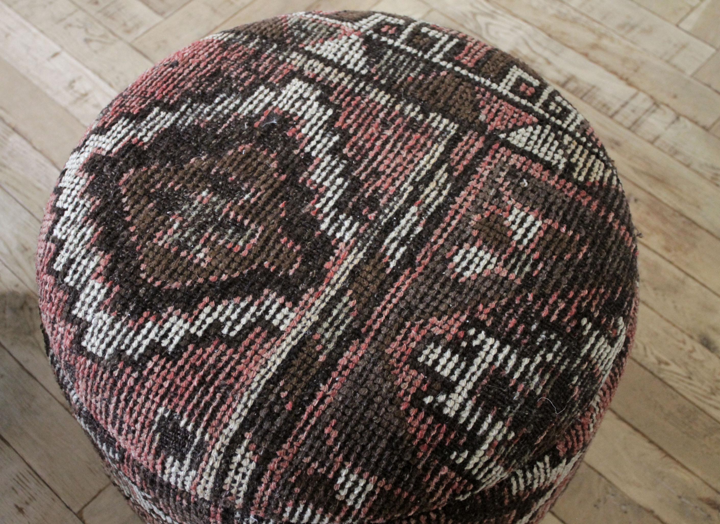 Custom Made Kilim Rug Round Ottoman 4