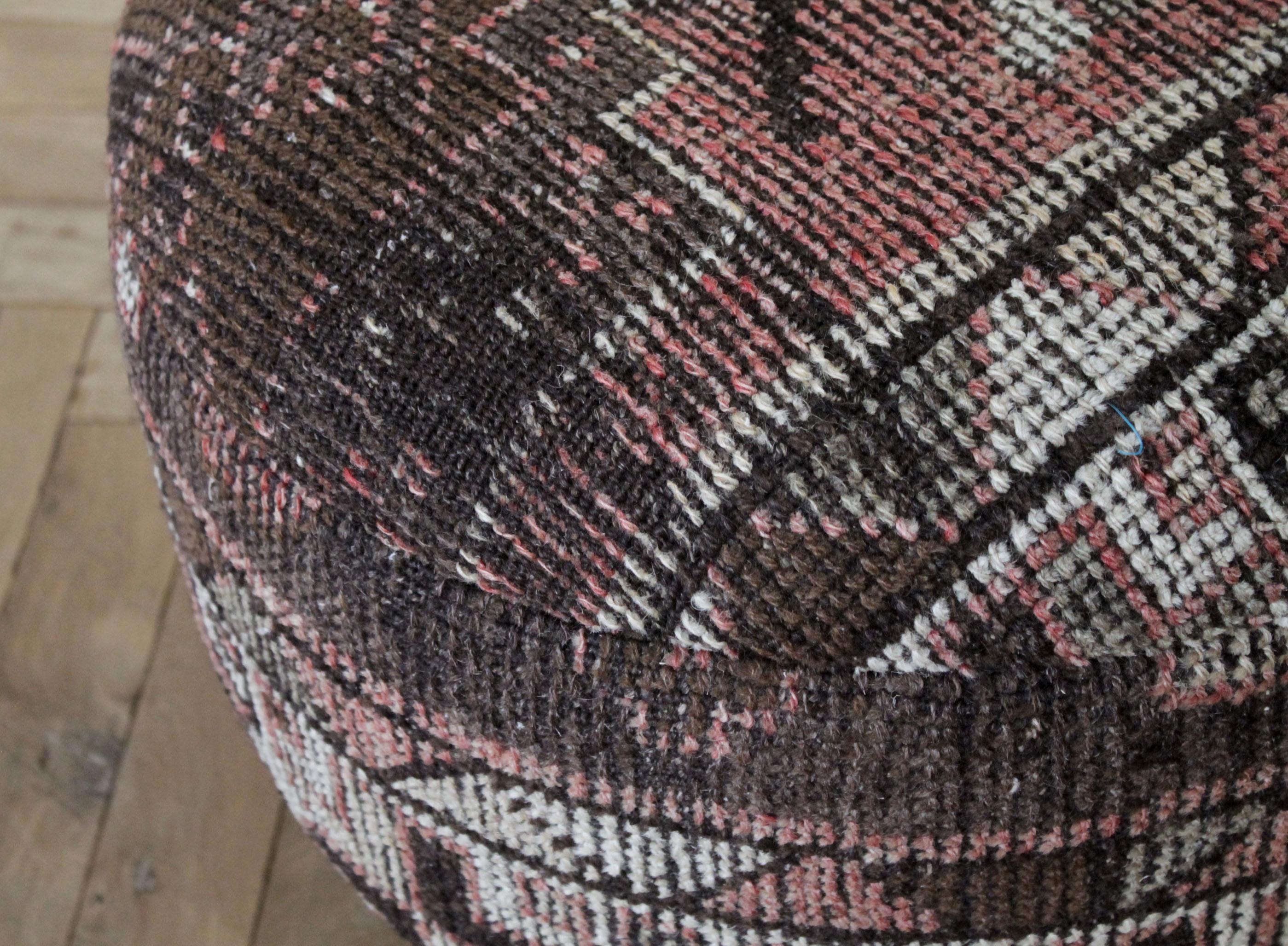 Custom Made Kilim Rug Round Ottoman 5