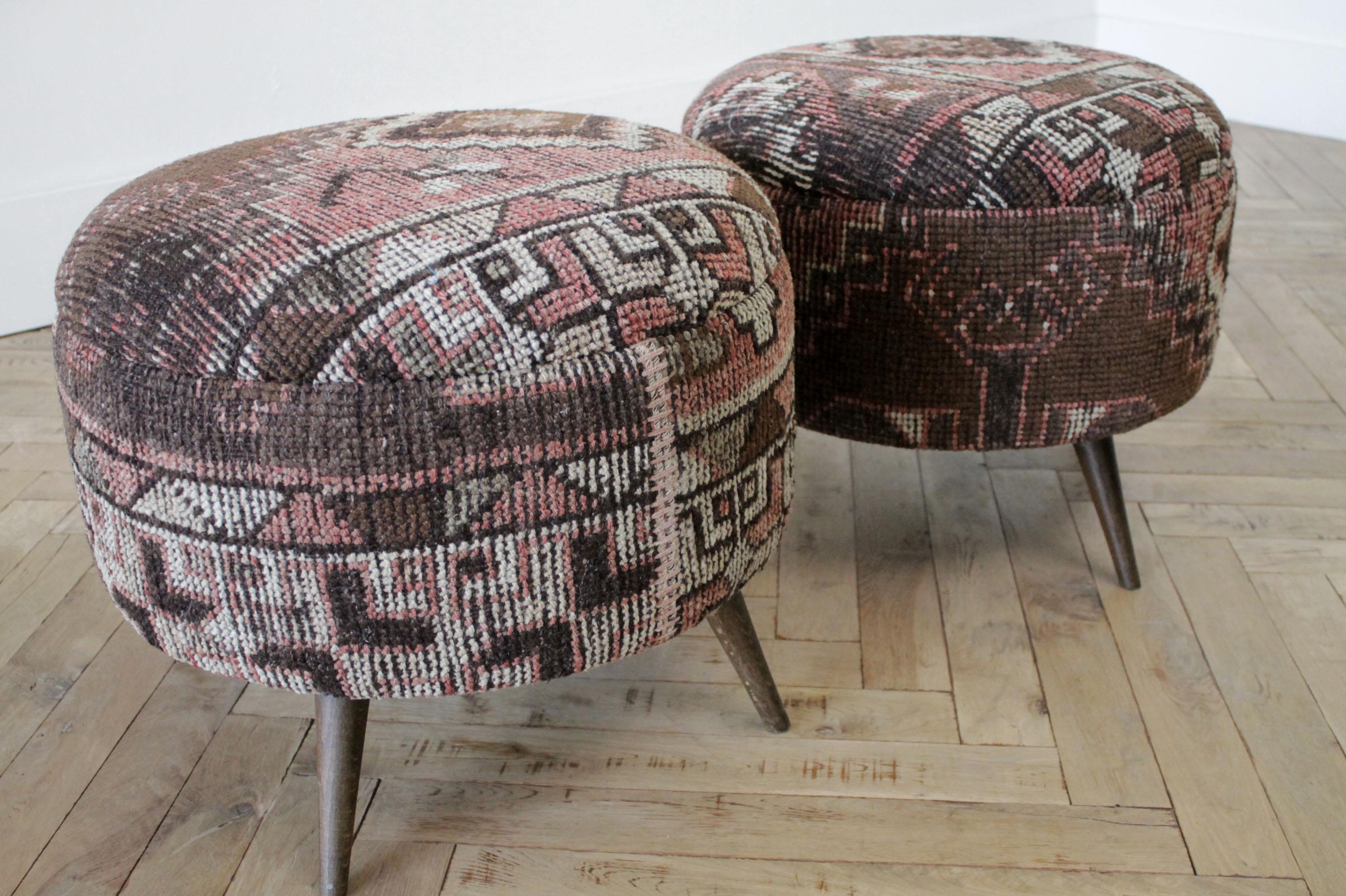 round kilim ottoman