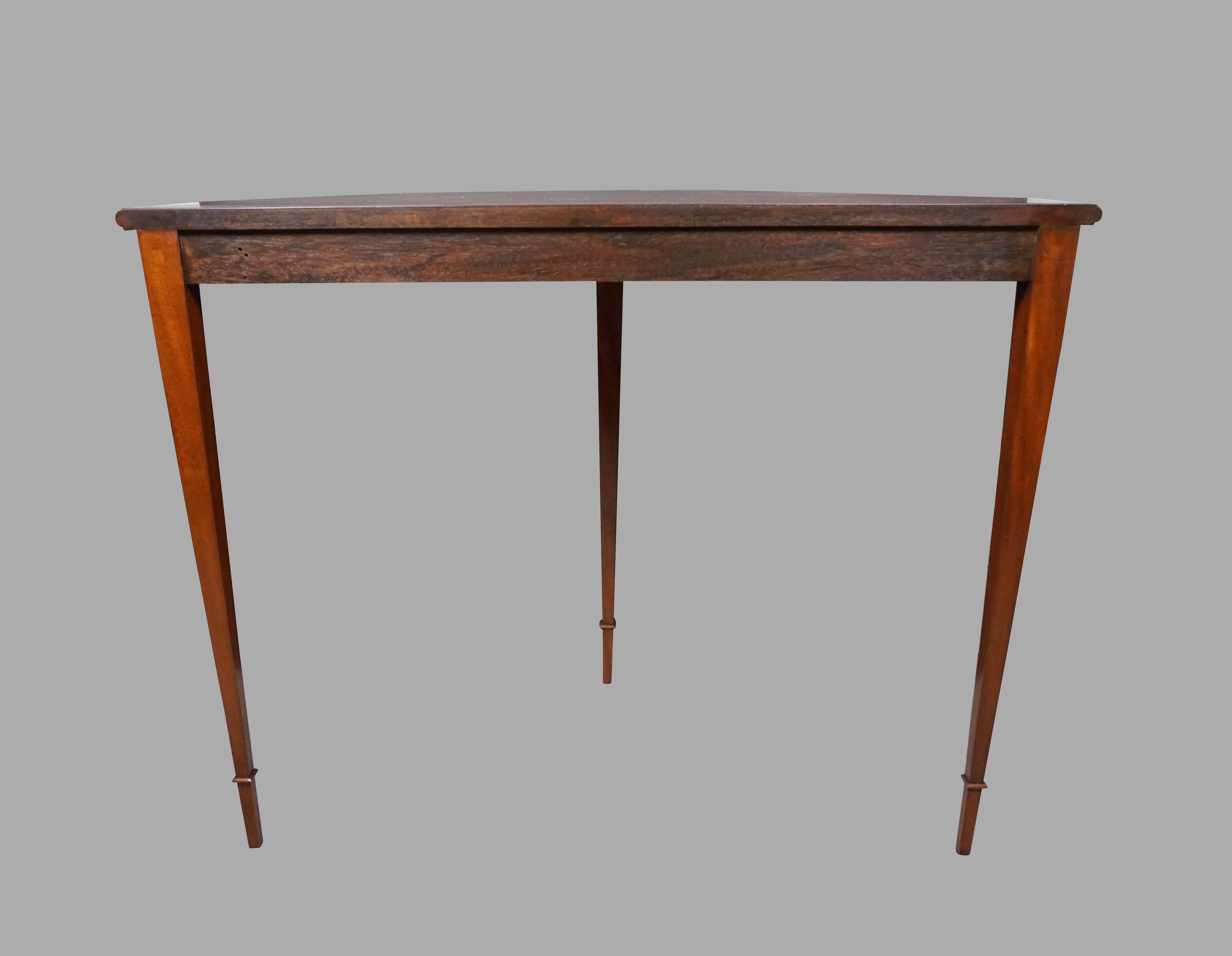 Pair of Custom Made Mahogany Demilune Consoles by Cabinetmaker C. Mariani In Good Condition In San Francisco, CA