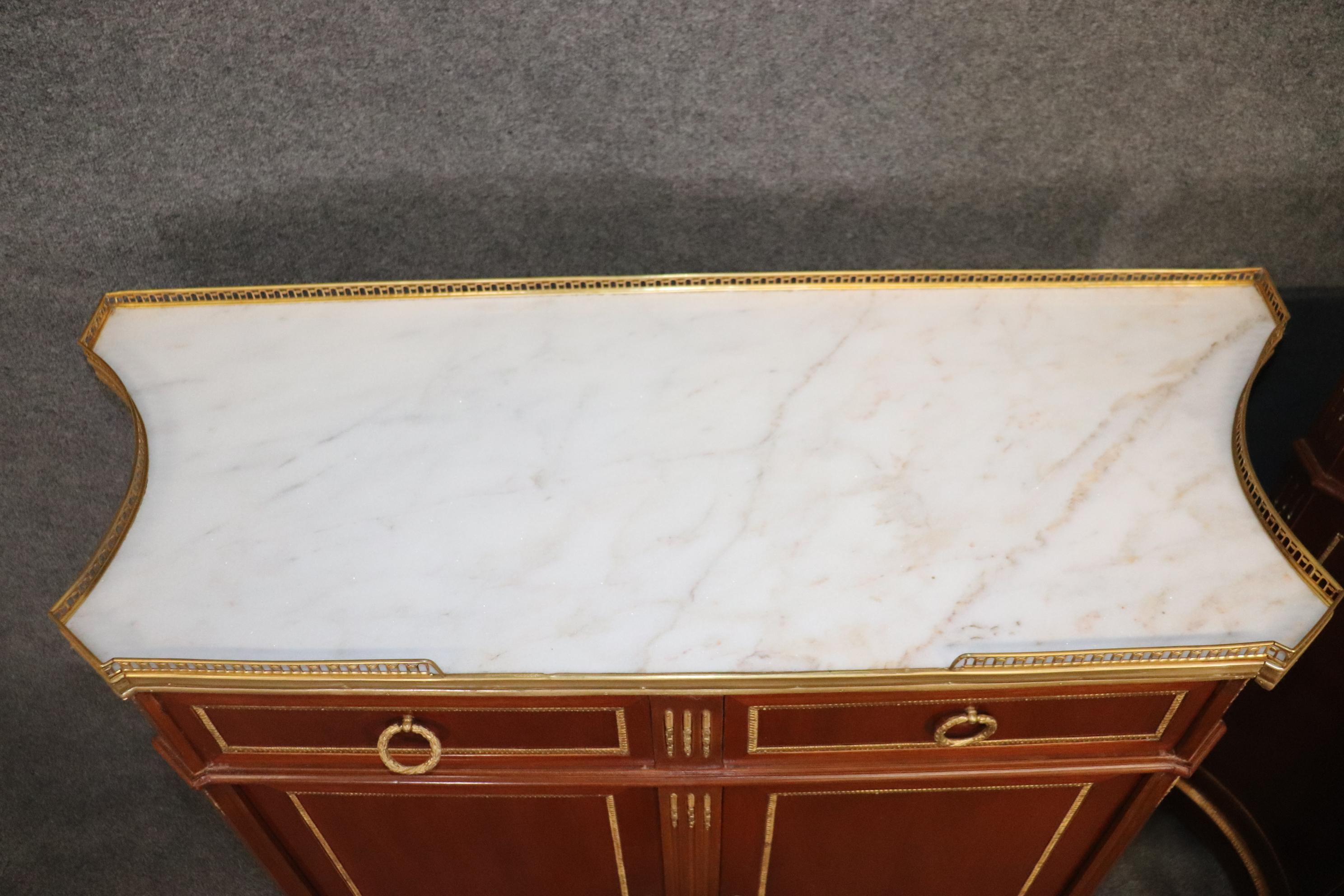 Contemporary Pair of Custom-Made Maison Jansen Style Marble Top Buffets Credenzas Commodes