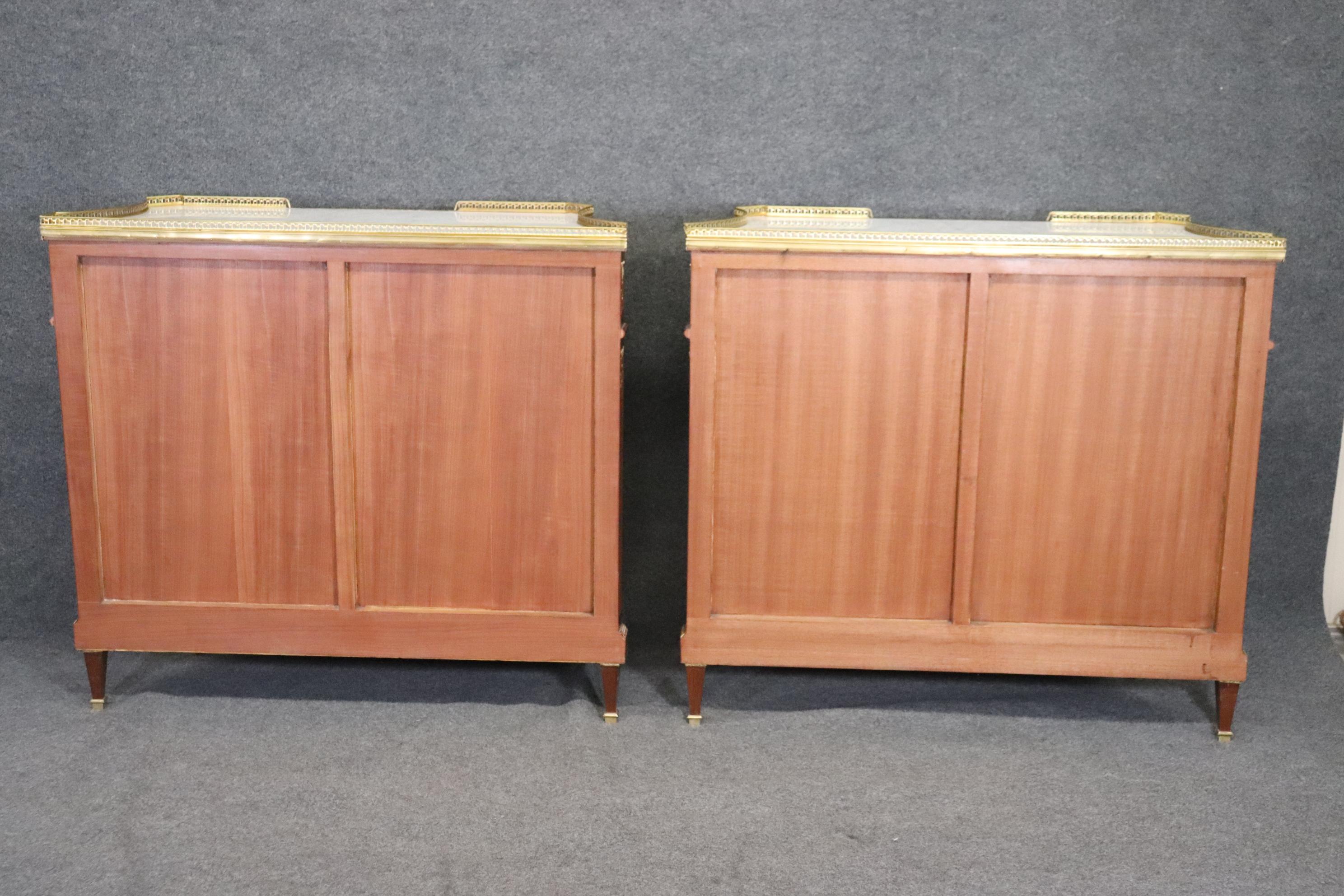 Pair of Custom-Made Maison Jansen Style Marble Top Buffets Credenzas Commodes 1