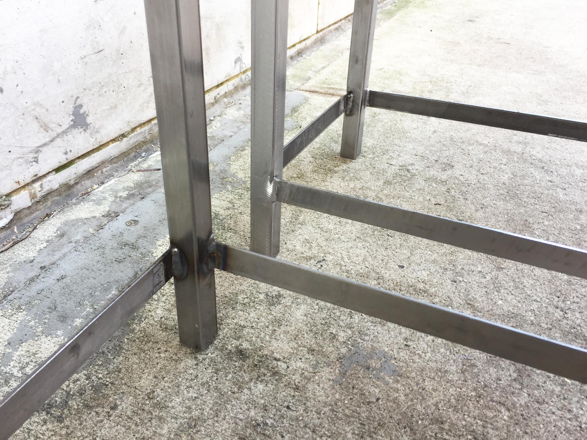 Pair of Custom-Made Marble and Steel End Tables 6