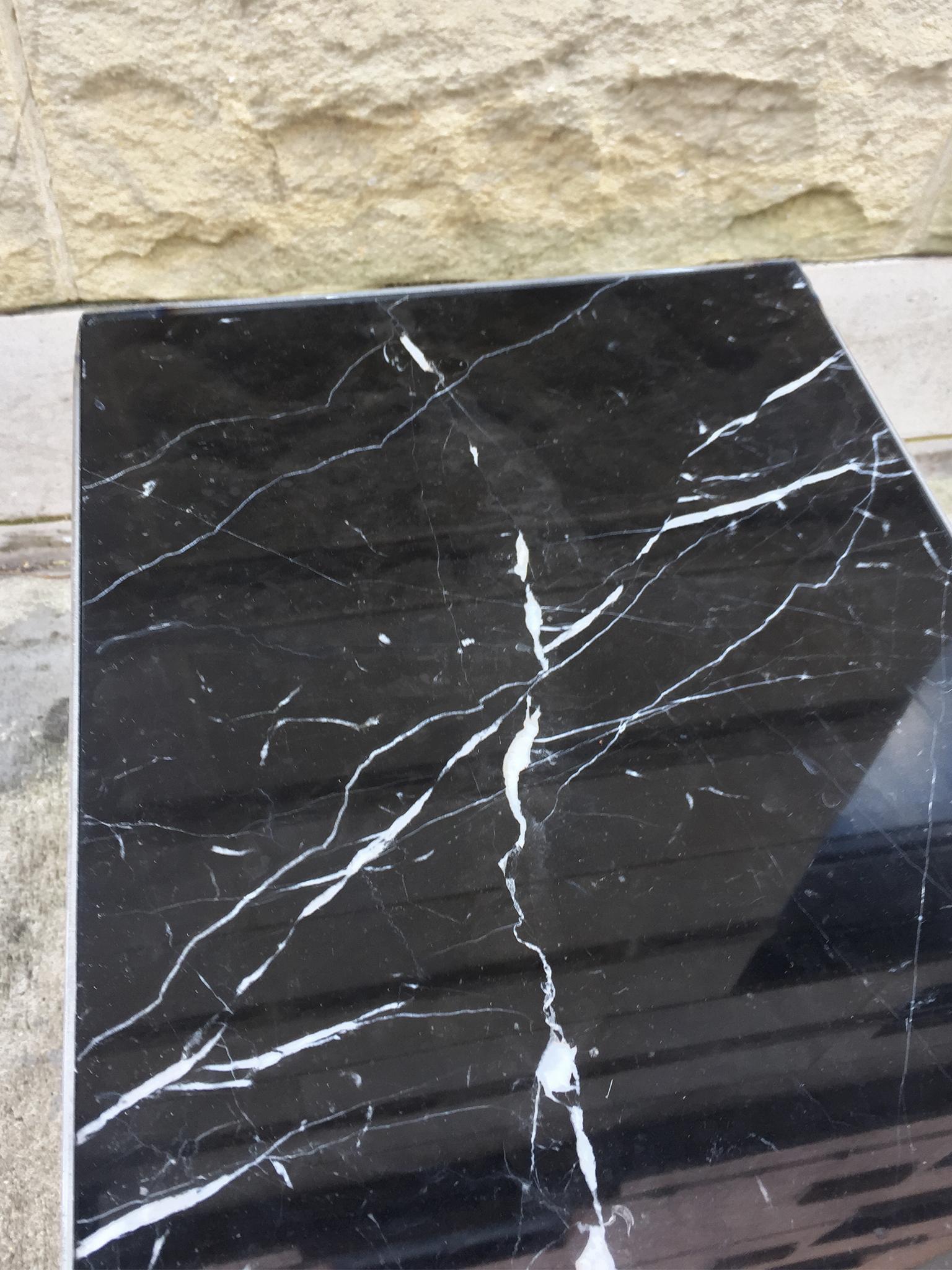 Contemporary Pair of Custom-Made Marble and Steel End Tables