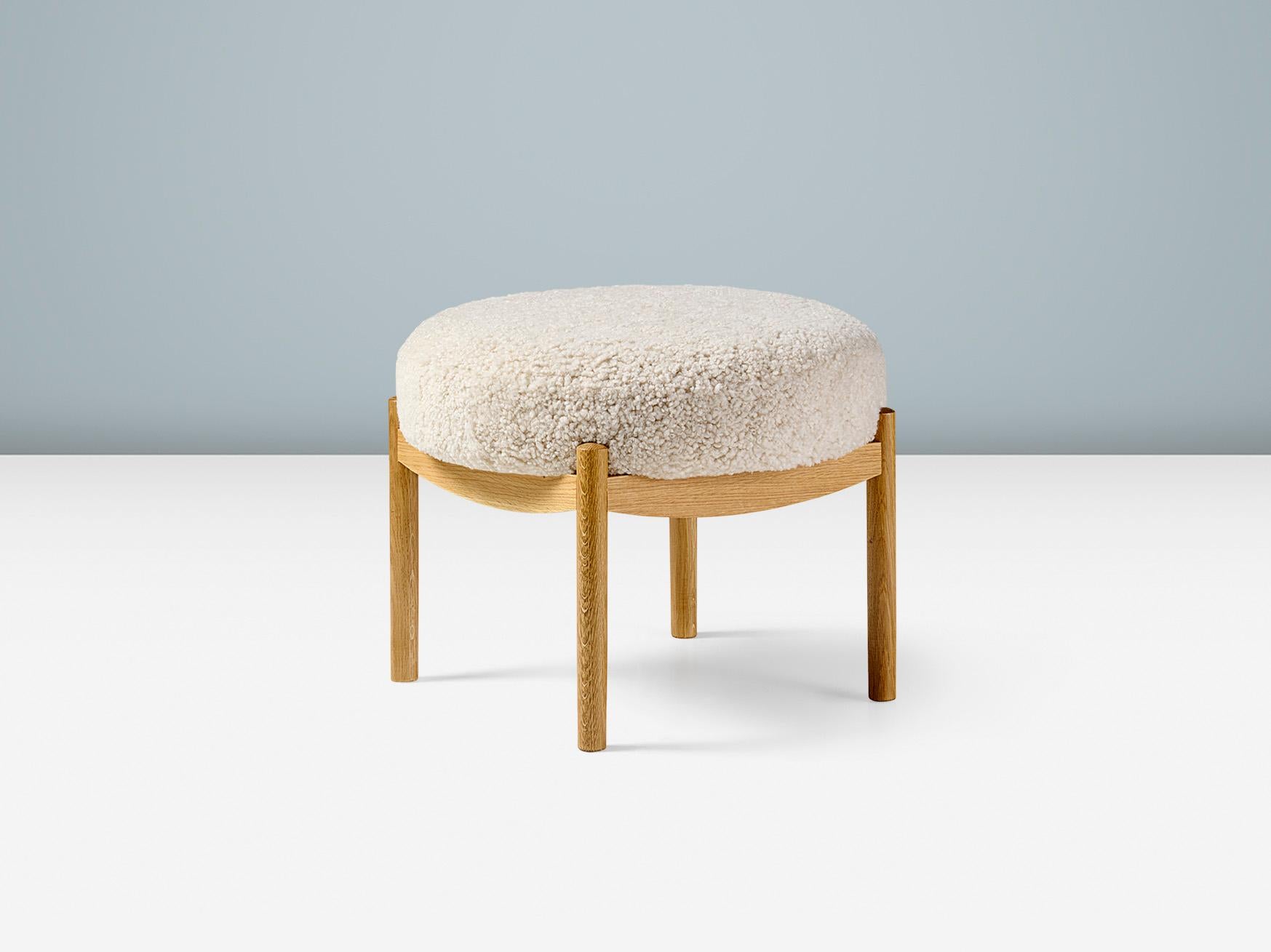 Swedish Pair of Custom Made Oak and Sheepskin Esko Stools For Sale