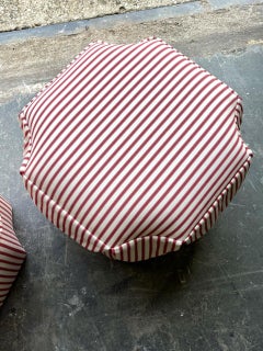 Pair of Custom-Made Ottomans Striped