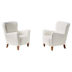 Pair of Custom Made RYO Boucle Lounge Chairs