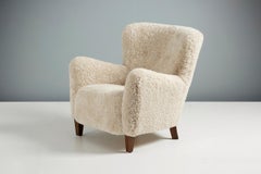 Pair of Custom Made Ryo Low Sheepskin Lounge Chairs