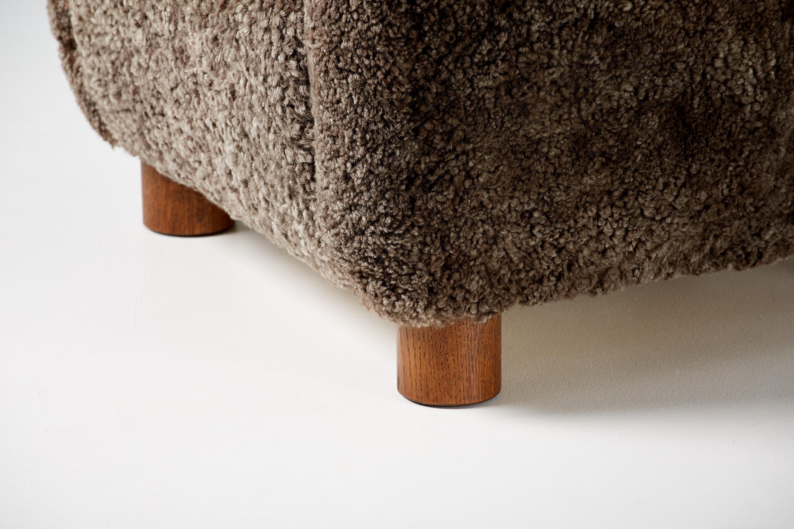 British Pair of Custom Made Sheepskin Lounge Chairs For Sale