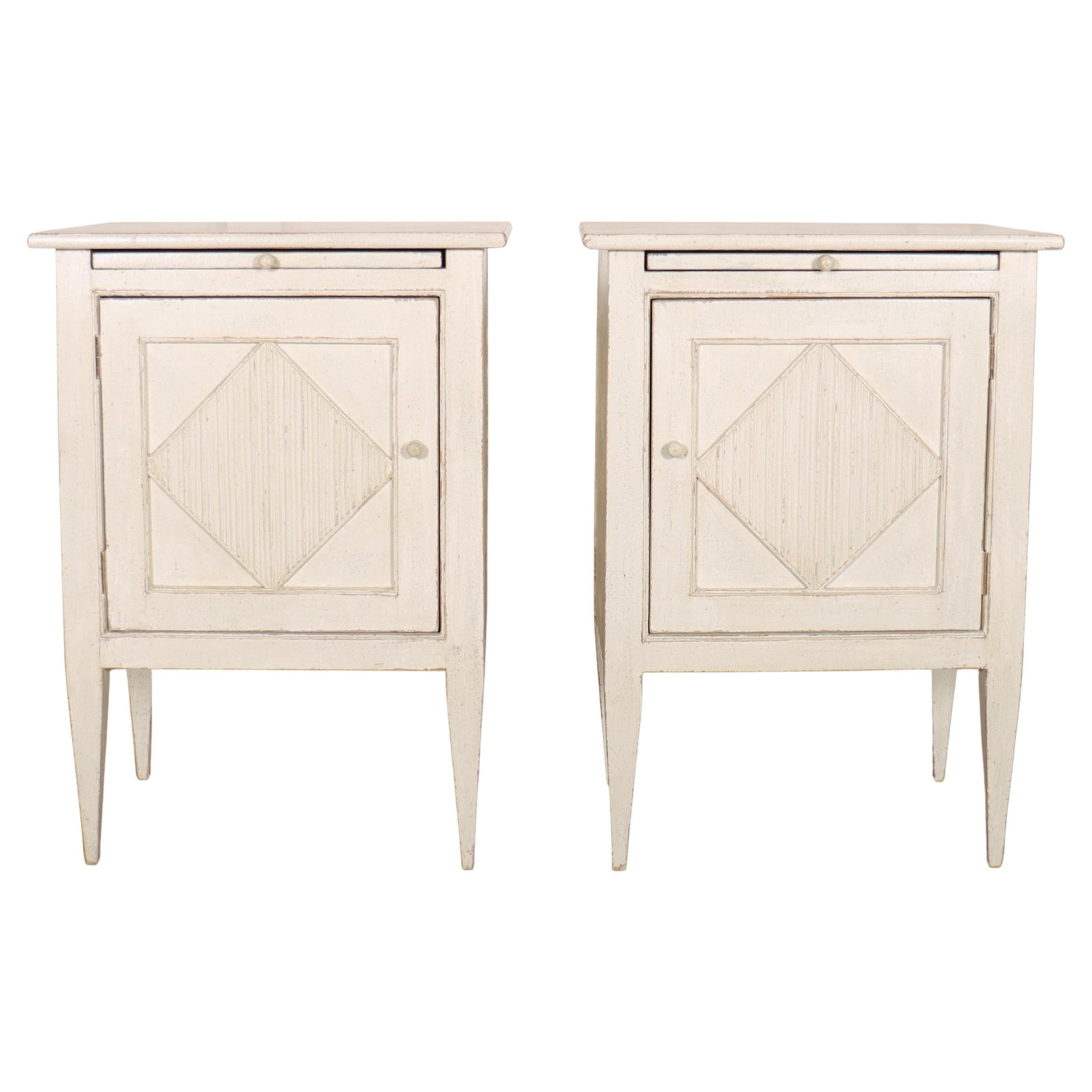 Pair of Custom Made Swedish Style Bedside Cabinets