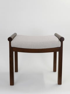 Pair of Custom Newly Made Walnut Upholstered Stools