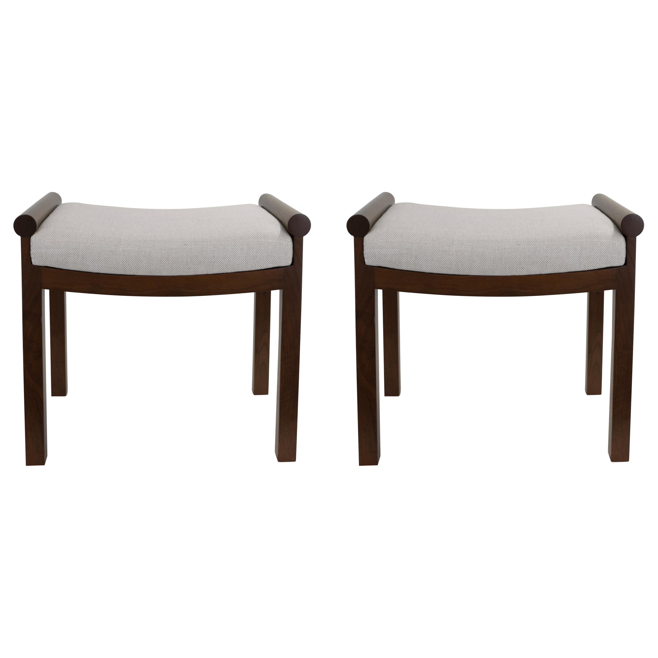 Pair of Custom Made Upholstered Stools For Sale