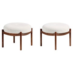 Pair of Custom Made Walnut Ottomans in COM Finish