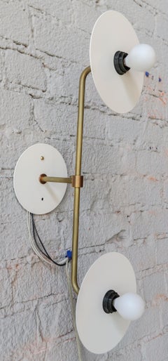 Pair of Custom Metal Double Head Midcentury Style Sconces by Adesso Imports