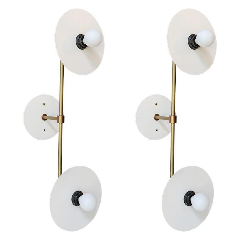 Pair of Custom Metal Double Head Mid Century Style Sconces by Adesso Imports