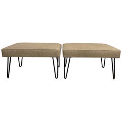 Pair of Custom Mid Century Style Hairpin Leg Benches