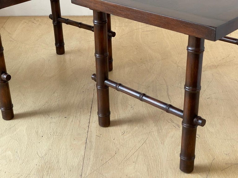 Two matching oak side / end tables.